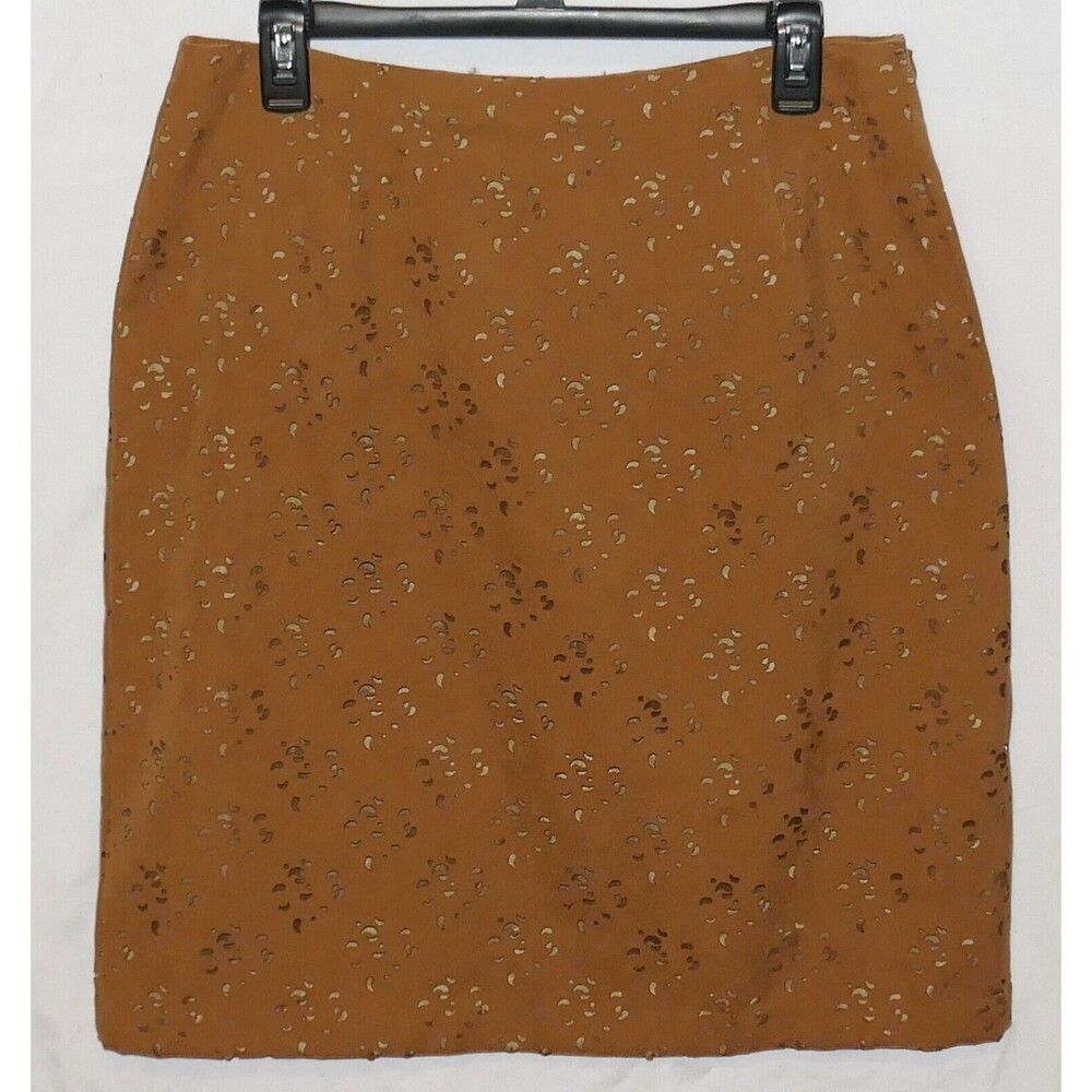Coldwater Creek Laser Cut Faux Suede Skirt Size 12 NWT